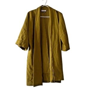 Bryn Bamboo Open Front Oversized Boxy Mandarin Collar 3/4 Sleeves Women's Jacket